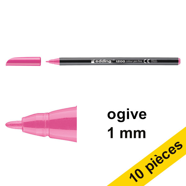 Offre : 10x Edding 1200 feutre (1 mm ogive) - rose 239589 - 1