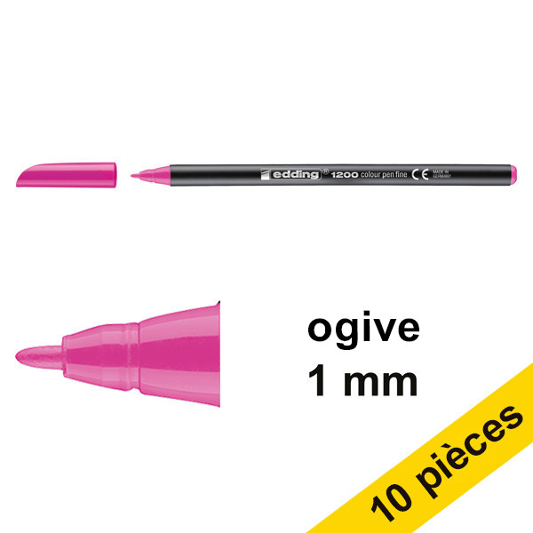 Offre : 10x Edding 1200 feutre (1 mm ogive) - rose fluo 239579 - 1