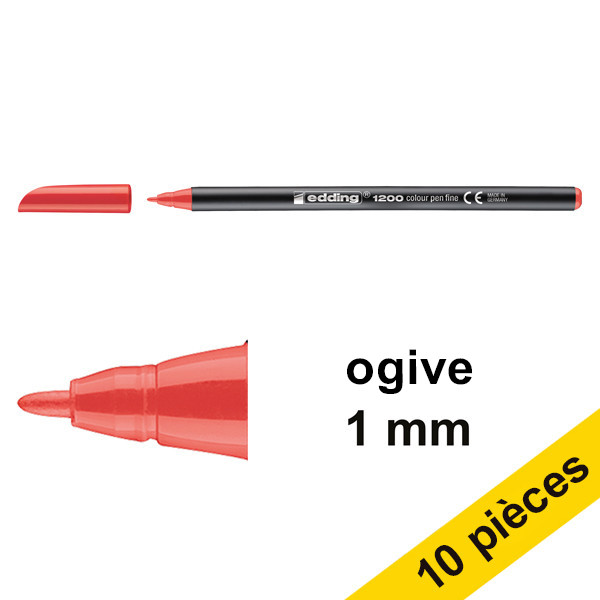 Offre : 10x Edding 1200 feutre (1 mm ogive) - rouge 239587 - 1