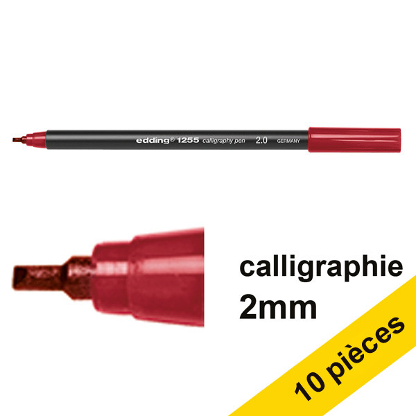 Offre : 10x Edding 1255 feutre calligraphie (2 mm) - carmin 239602 - 1