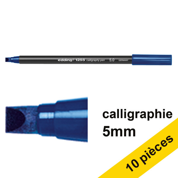 Offre : 10x Edding 1255 feutre calligraphie (5 mm) - bleu acier 239607 - 1
