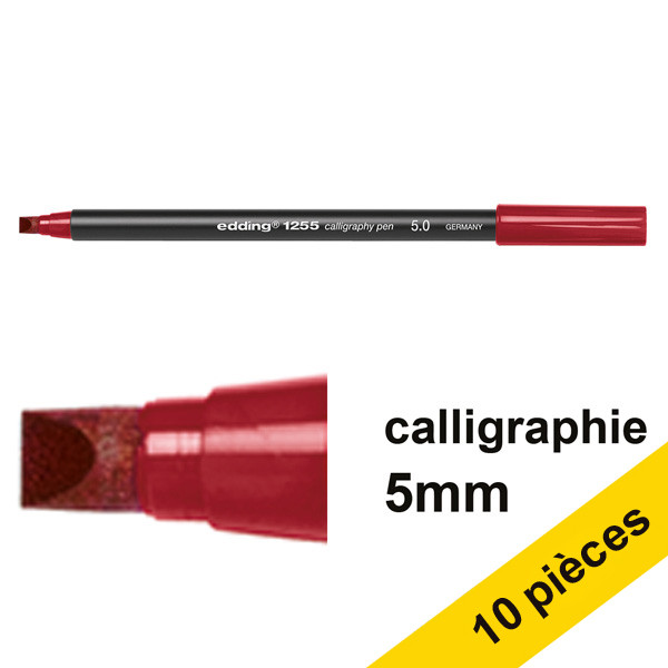 Offre : 10x Edding 1255 feutre calligraphie (5 mm) - carmin 239604 - 1