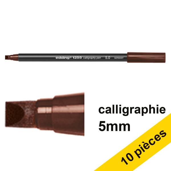 Offre : 10x Edding 1255 feutre calligraphie (5 mm) - marron foncé 239598 - 1