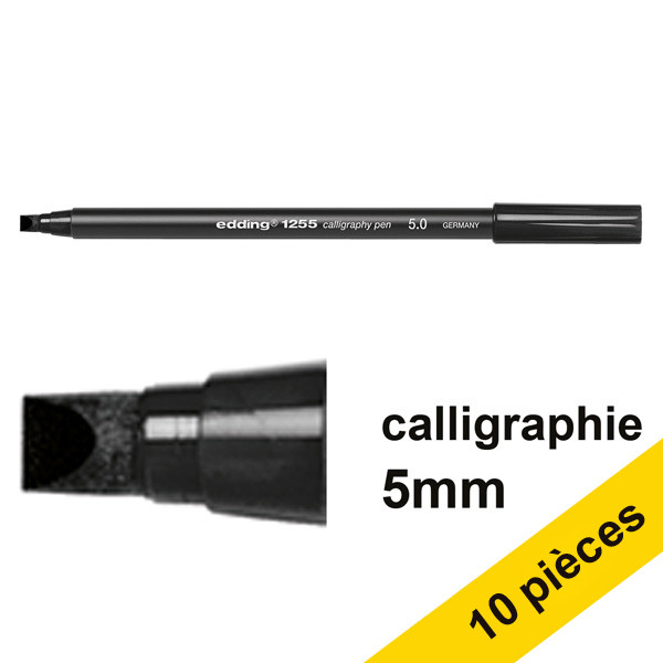Offre : 10x Edding 1255 feutre calligraphie (5 mm) - noir 239610 - 1