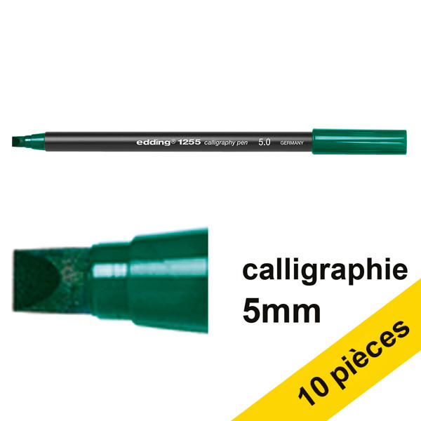 Offre : 10x Edding 1255 feutre calligraphie (5 mm) - vert bouteille 239601 - 1