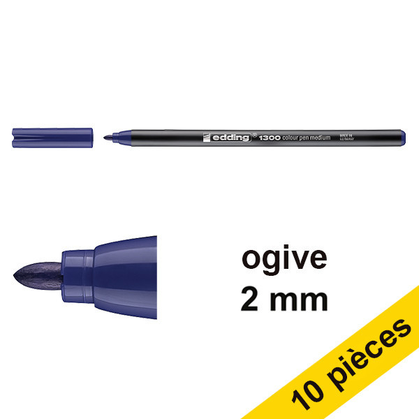 Offre : 10x Edding 1300 feutre (2 mm ogive) - bleu 239613 - 1