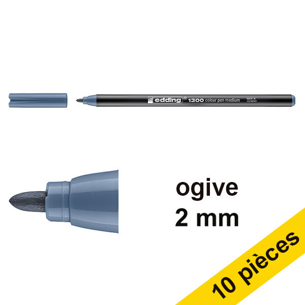 Offre : 10x Edding 1300 feutre (2 mm ogive) - bleu gris 239614 - 1