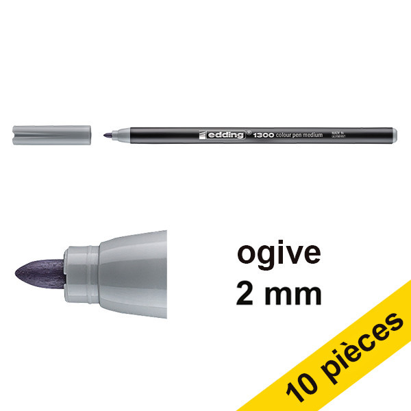 Offre : 10x Edding 1300 feutre (2 mm ogive) - gris argent 239645 - 1