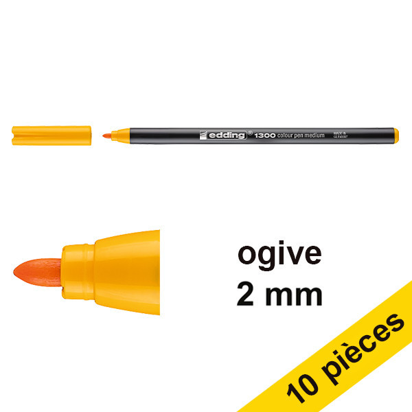 Offre : 10x Edding 1300 feutre (2 mm ogive) - jaune brillant 239615 - 1