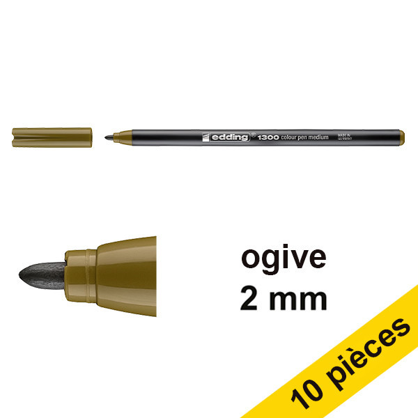 Offre : 10x Edding 1300 feutre (2 mm ogive) - marron olive 239611 - 1