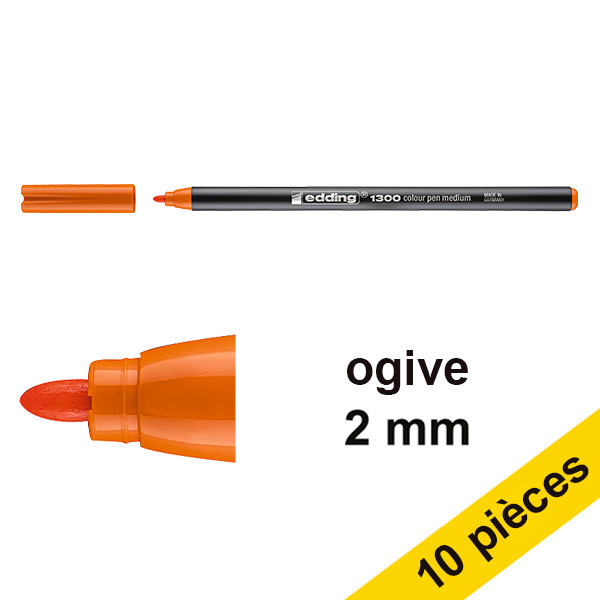 Offre : 10x Edding 1300 feutre (2 mm ogive) - orange 239635 - 1