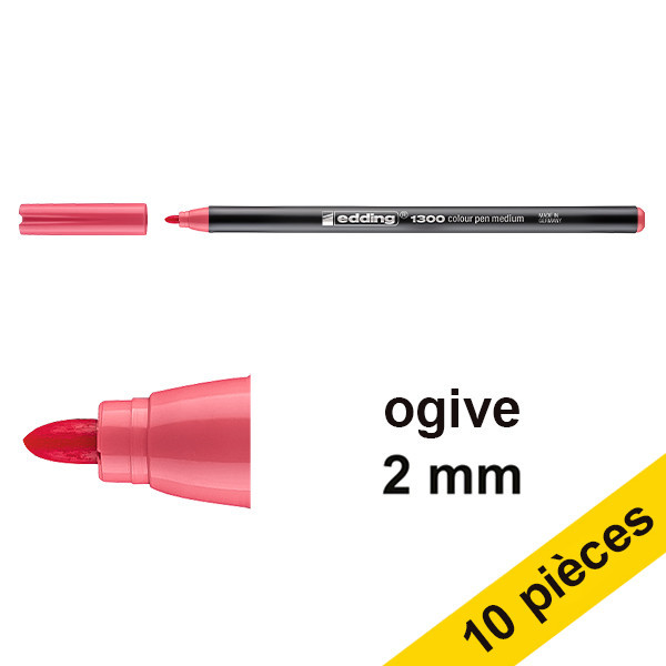 Offre : 10x Edding 1300 feutre (2 mm ogive) - rose rouge 239640 - 1