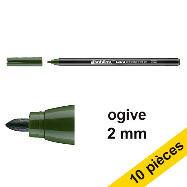 Offre : 10x Edding 1300 feutre (2 mm ogive) - vert olive 239634 - 1