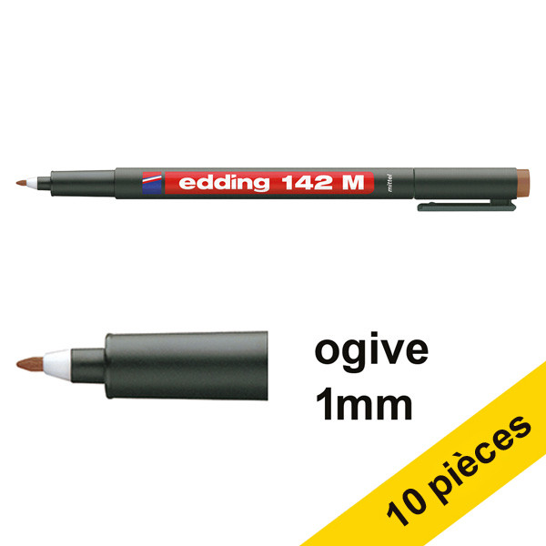 Offre : 10x Edding 142M marqueur permanent (1 mm ogive) - marron 239692 - 1
