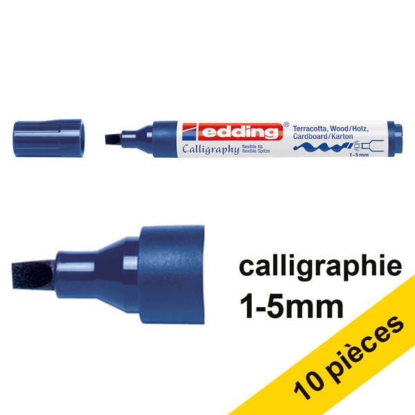 Offre : 10x Edding 1455 marqueur calligraphie (1 - 5 mm) - bleu acier 239704 - 1