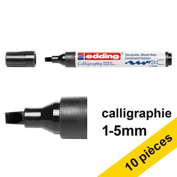 Offre : 10x Edding 1455 marqueur calligraphie (1 - 5 mm) - noir 239705 - 1