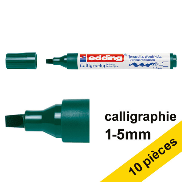 Offre : 10x Edding 1455 marqueur calligraphie (1 - 5 mm) - vert bouteille 239702 - 1