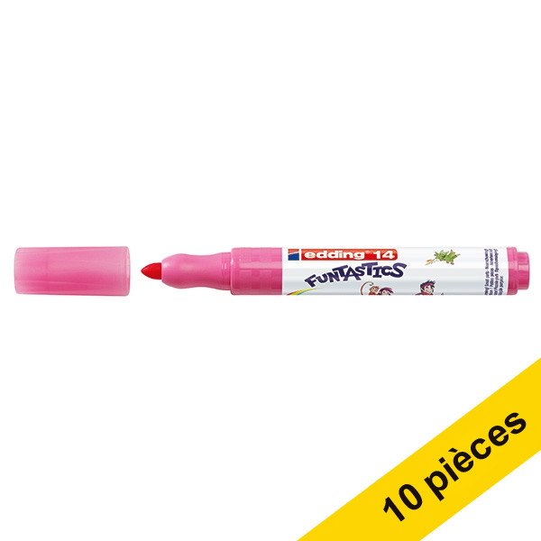 Offre : 10x Edding 14 Funtastics feutre large (3 mm - ogive) - rose 239680 - 1