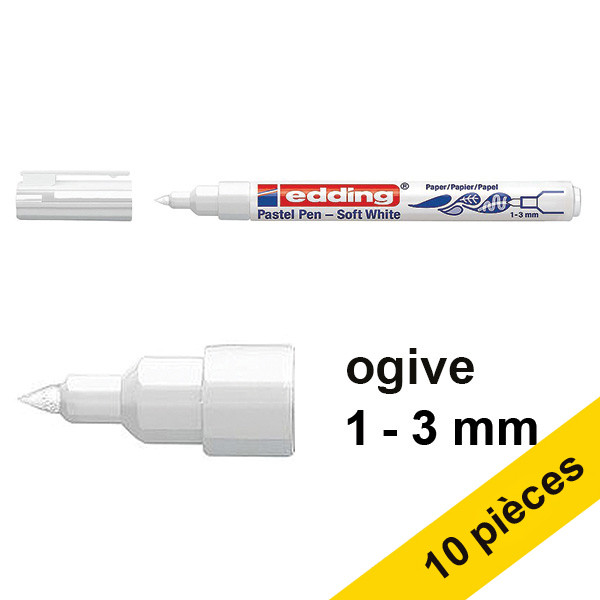 Offre : 10x Edding 1500 feutre pastel (1 - 3 mm ogive) - blanc semi-transparent 239708 - 1