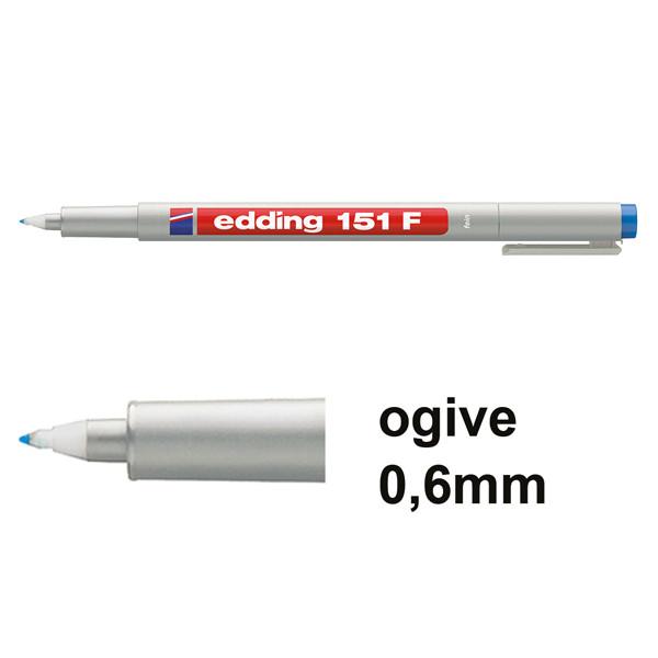 Offre : 10x Edding 151F marqueur non permanent (0,6 mm ogive) - bleu 239714 - 1