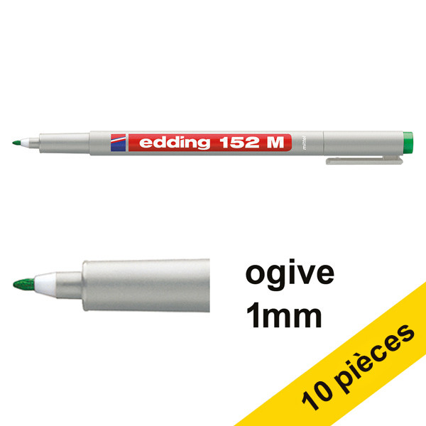 Offre : 10x Edding 152M marqueur non permanent (1 mm ogive) - vert 239721 - 1