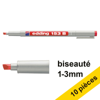 Offre : 10x Edding 153B marqueur non permanent (1 - 3 mm biseautée) - rouge 239726