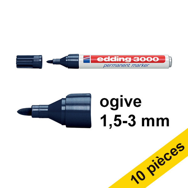 Offre : 10x Edding 3000 marqueur permanent (1,5 - 3 mm ogive) - bleu acier 240569 - 1