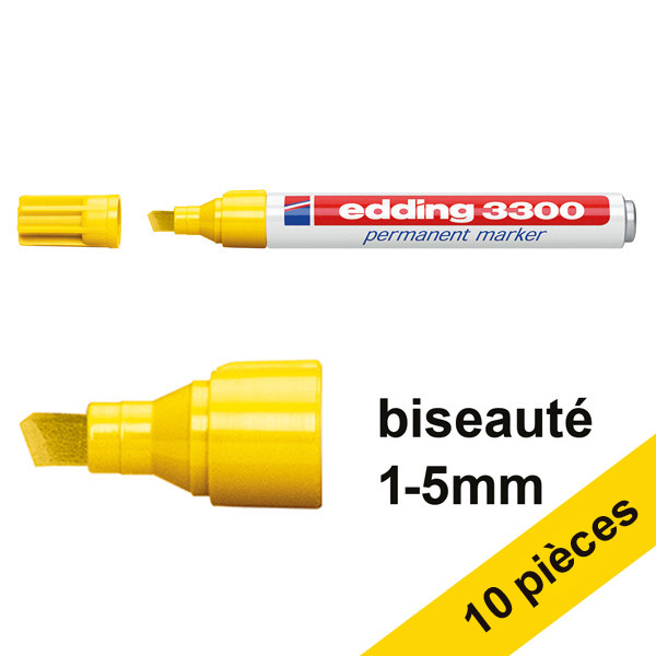 Offre : 10x Edding 3300 marqueur permanent (1 - 5 mm pointe biseautée) - jaune 239754 - 1