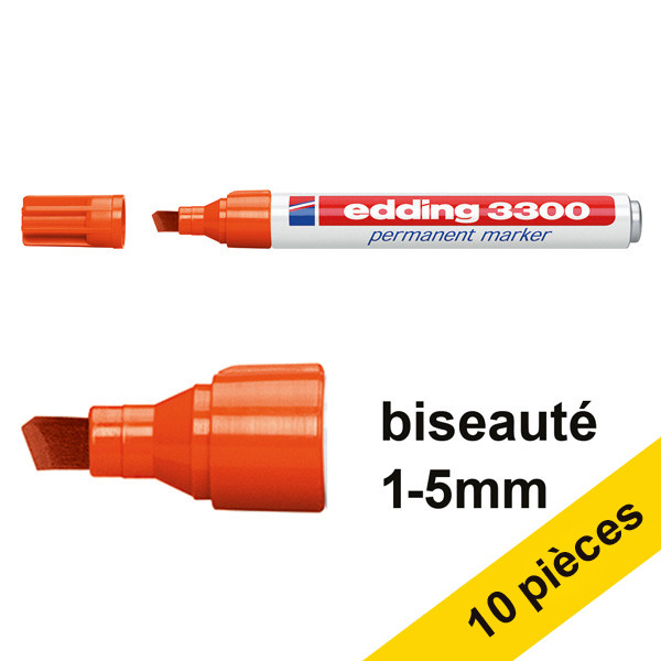 Offre : 10x Edding 3300 marqueur permanent (1 - 5 mm pointe biseautée) - orange 239759 - 1