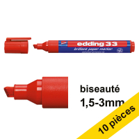 Offre : 10x Edding 33 marqueur (1 - 5 mm biseautée) - rouge 239750
