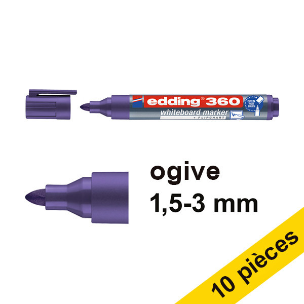 Offre : 10x Edding 360 marqueur pour tableau blanc (1,5 - 3 mm) - violet 240551 - 1