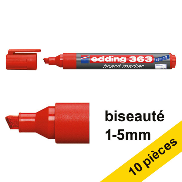 Offre : 10x Edding 363 marqueur pour tableau blanc (1 - 5 mm) - rouge 239480 - 1