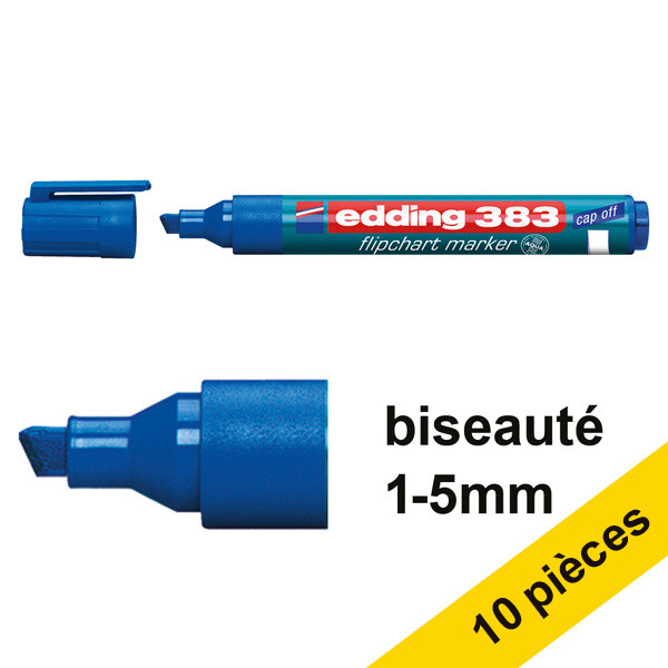Offre : 10x Edding 383 marqueur pour chevalet (1 - 5 mm biseauté) - bleu 239769 - 1