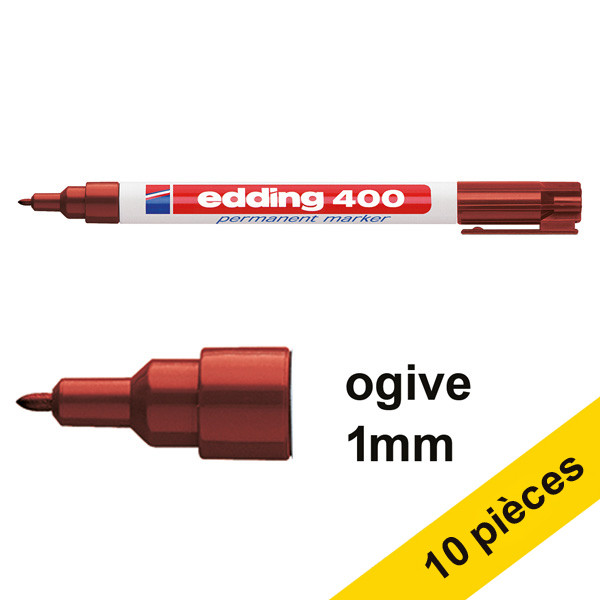 Offre : 10x Edding 400 marqueur permanent (1 mm ogive) - marron 239493 - 1