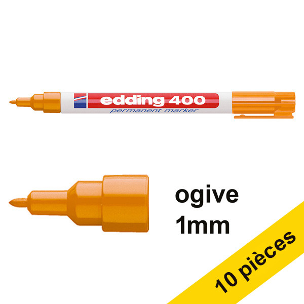 Offre : 10x Edding 400 marqueur permanent (1 mm ogive) - orange 239492 - 1