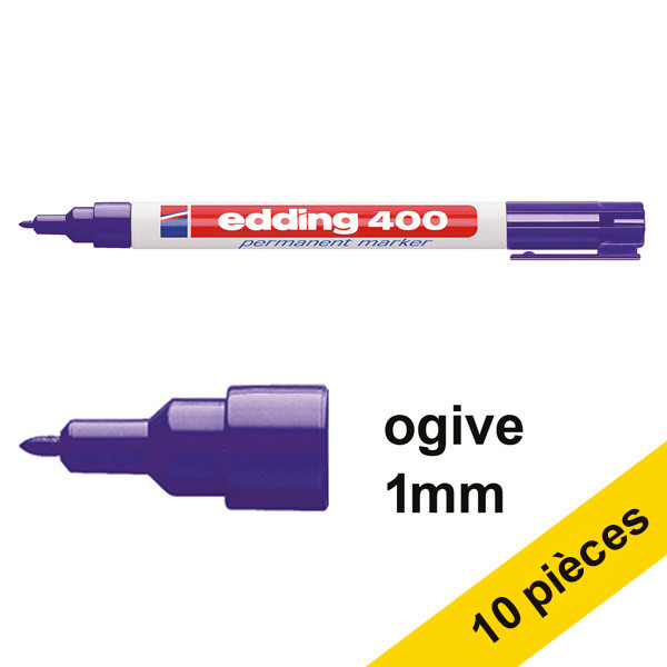 Offre : 10x Edding 400 marqueur permanent (1 mm ogive) - violet 239494 - 1