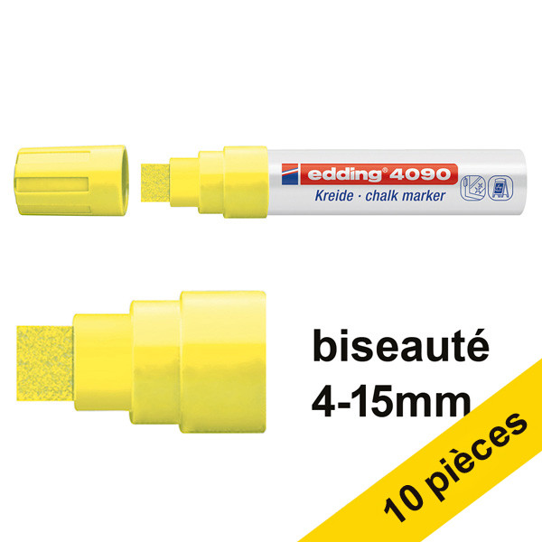 Offre : 10x Edding 4090 marqueur craie liquide (4 - 15 mm) - jaune fluo 239528 - 1