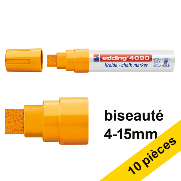 Offre : 10x  Edding 4090 marqueur craie liquide (4 - 15 mm) - orange fluo 239529 - 1