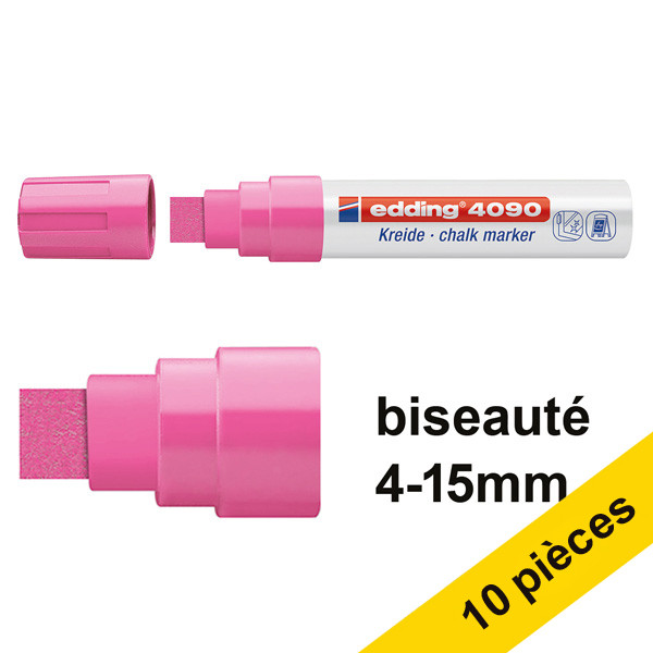 Offre : 10x Edding 4090 marqueur craie liquide (4 - 15 mm) - rose fluo 239530 - 1