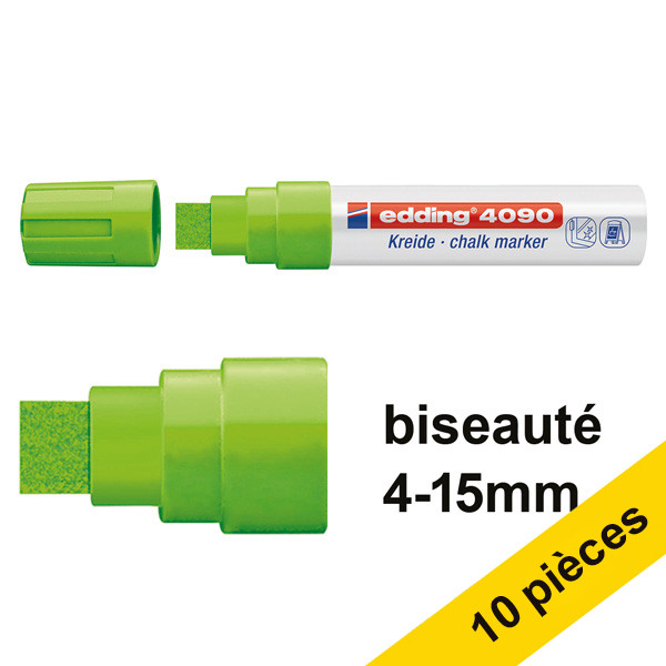 Offre : 10x Edding 4090 marqueur craie liquide (4 - 15 mm) - vert clair 239526 - 1
