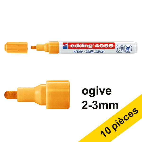 Offre : 10x Edding 4095 marqueur craie liquide (2 - 3 mm ogive) - orange fluo 239805 - 1