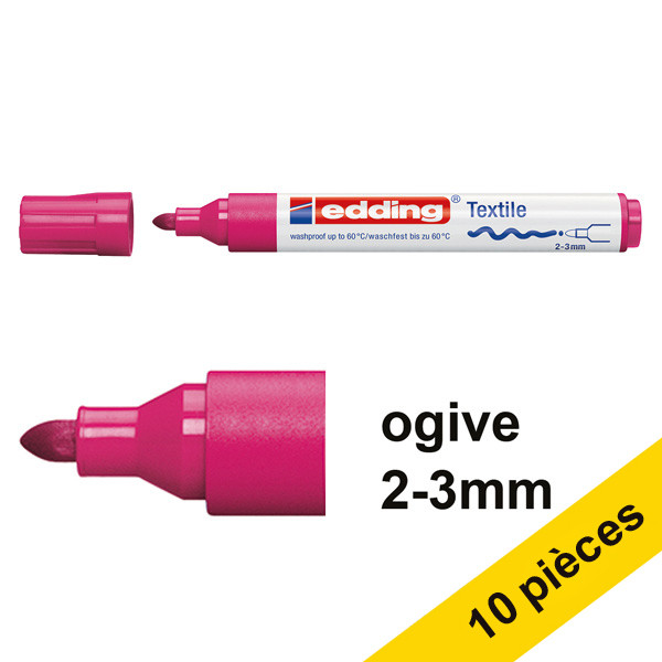 Offre : 10x Edding 4500 marqueur textile (2 - 3 mm ogive) - rouge carmin 239830 - 1