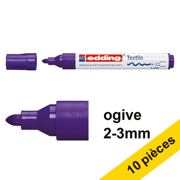 Offre : 10x Edding 4500 marqueur textile (2 - 3 mm ogive) - violet 239843 - 1