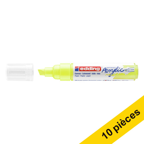 Offre : 10x Edding 5000 marqueur acrylique (5 - 10 mm biseautée) - jaune fluo 240230 - 1