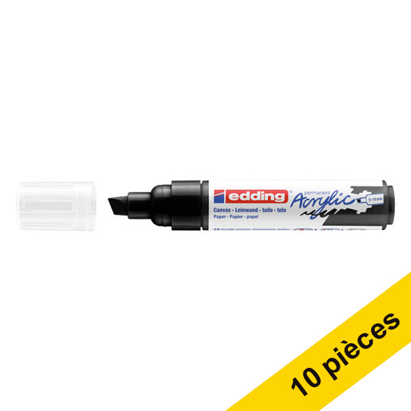 Offre : 10x Edding 5000 marqueur acrylique (5 - 10 mm biseautée) - noir foncé mat 240234 - 1