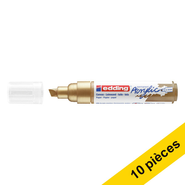 Offre : 10x Edding 5000 marqueur acrylique (5 - 10 mm biseautée) - or précieux 240249 - 1