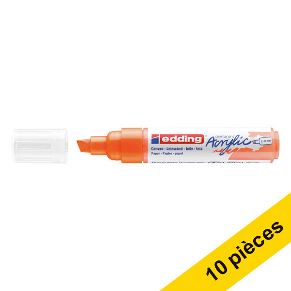 Offre : 10x Edding 5000 marqueur acrylique (5 - 10 mm biseautée) - orange fluo 240231 - 1