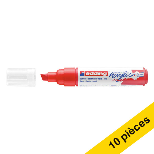 Offre : 10x Edding 5000 marqueur acrylique (5 - 10 mm biseautée) - rouge trafic 240235 - 1
