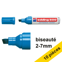 Offre : 10x Edding 500 marqueur permanent (2 - 7 mm pointe biseautée) - bleu clair