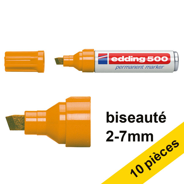 Offre : 10x Edding 500 marqueur permanent (2 - 7 mm pointe biseautée) - orange 239871 - 1